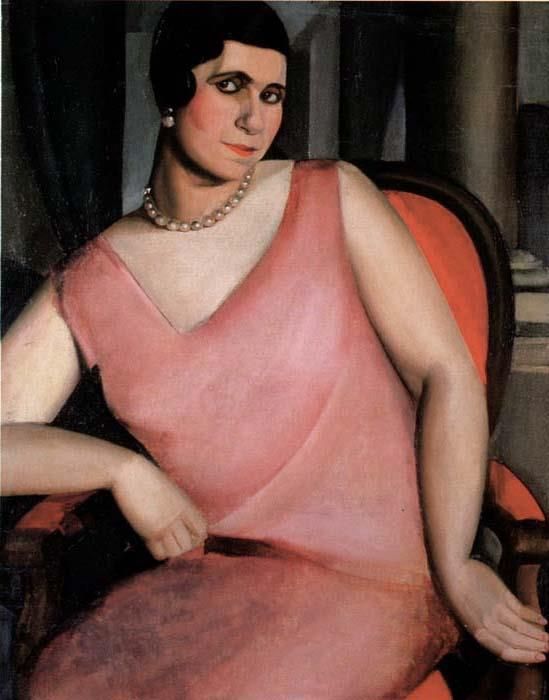 塔玛拉·德·兰陂卡 当代油画作品 -  《萨内托斯夫人肖像,1924》