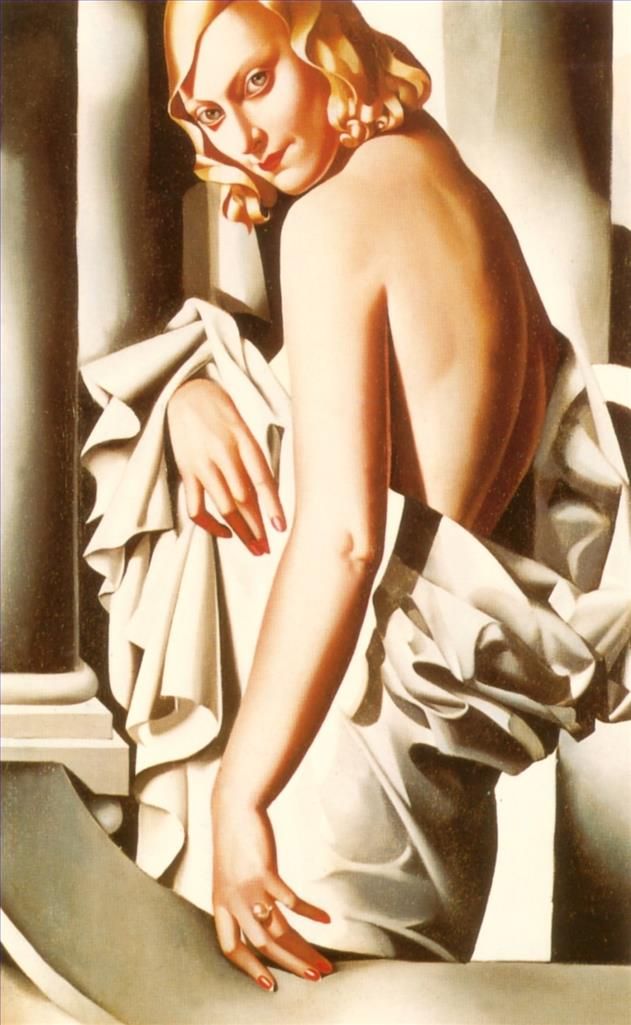 塔玛拉·德·兰陂卡 当代油画作品 -  《马乔里·费瑞的肖像,1932》