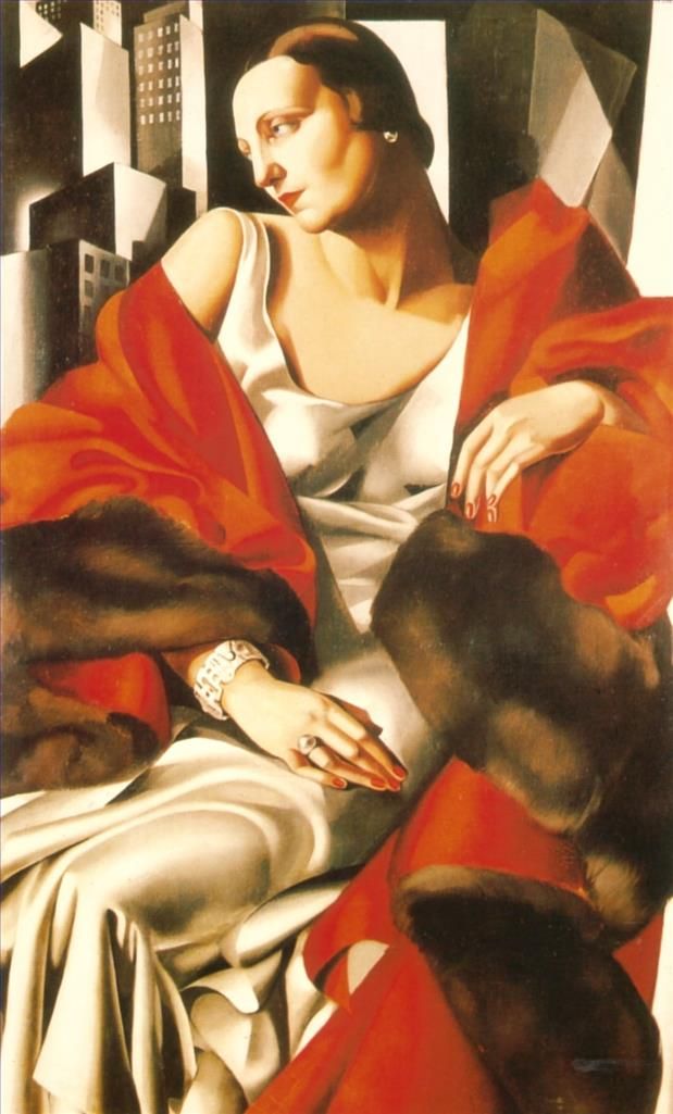 塔玛拉·德·兰陂卡 当代油画作品 -  《布卡德夫人的肖像,1931》