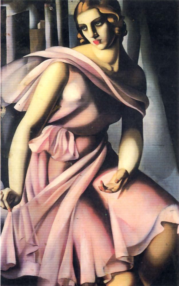塔玛拉·德·兰陂卡 当代油画作品 -  《罗马娜·德拉萨尔肖像,1928》