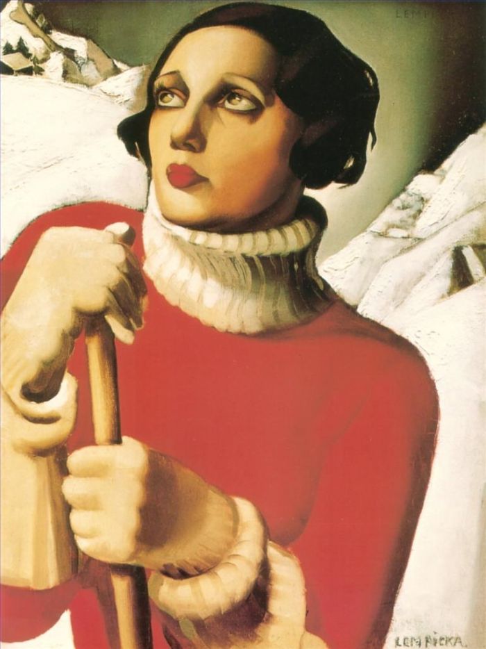 塔玛拉·德·兰陂卡 当代油画作品 -  《圣莫里茨,1929》