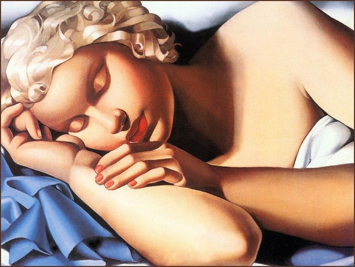 塔玛拉·德·兰陂卡 当代油画作品 -  《熟睡的女人,1935》