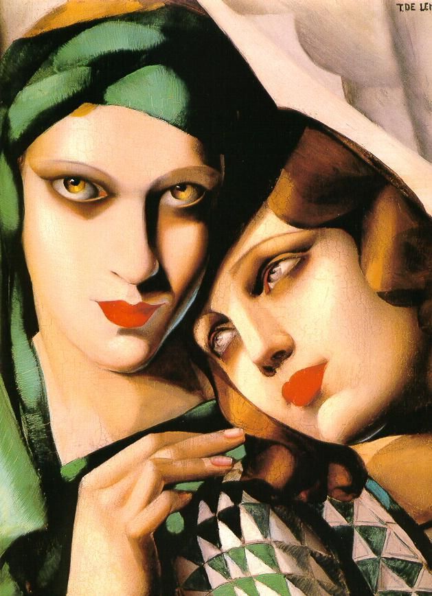塔玛拉·德·兰陂卡 当代油画作品 -  《绿头巾,1930》