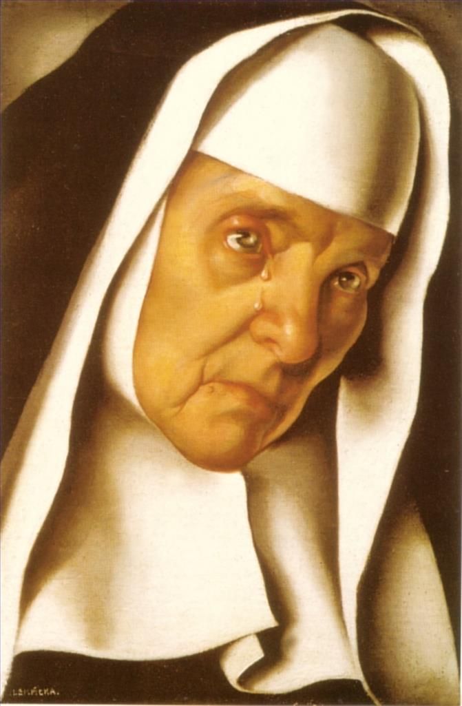 塔玛拉·德·兰陂卡 当代油画作品 -  《圣母院长,1935》
