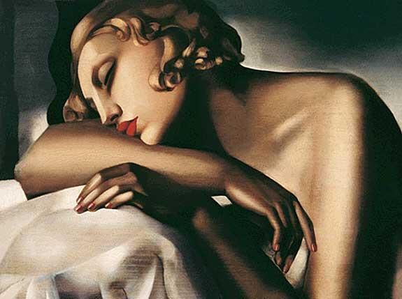 塔玛拉·德·兰陂卡 当代油画作品 -  《沉睡者,1932》