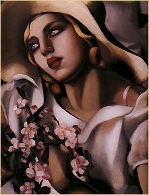 塔玛拉·德·兰陂卡 当代油画作品 -  《草帽一伙,1931》
