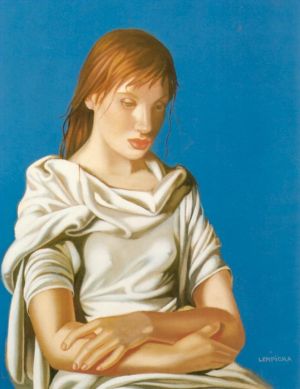 塔玛拉·德·兰陂卡的当代艺术作品《双臂交叉的小姐,1939》