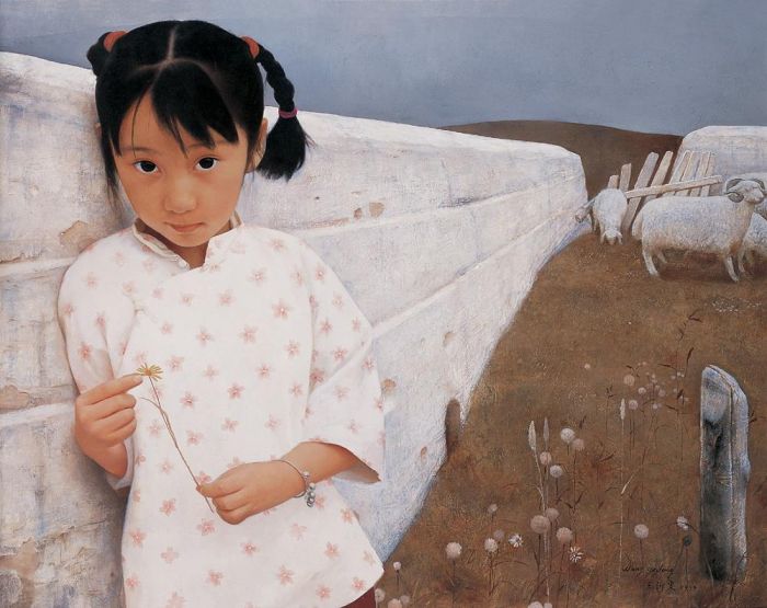 王沂东 当代油画作品 -  《殷蒙娃,1994》