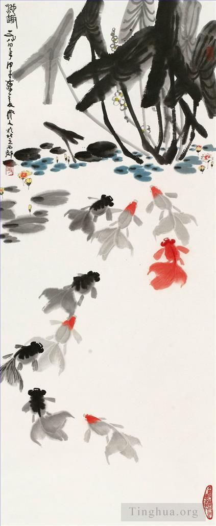吴作人 当代书法国画作品 -  《蓄水池闲趣,1984》
