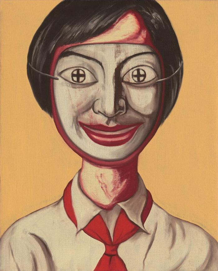 曾梵志 当代油画作品 -  《面具后边的女人》