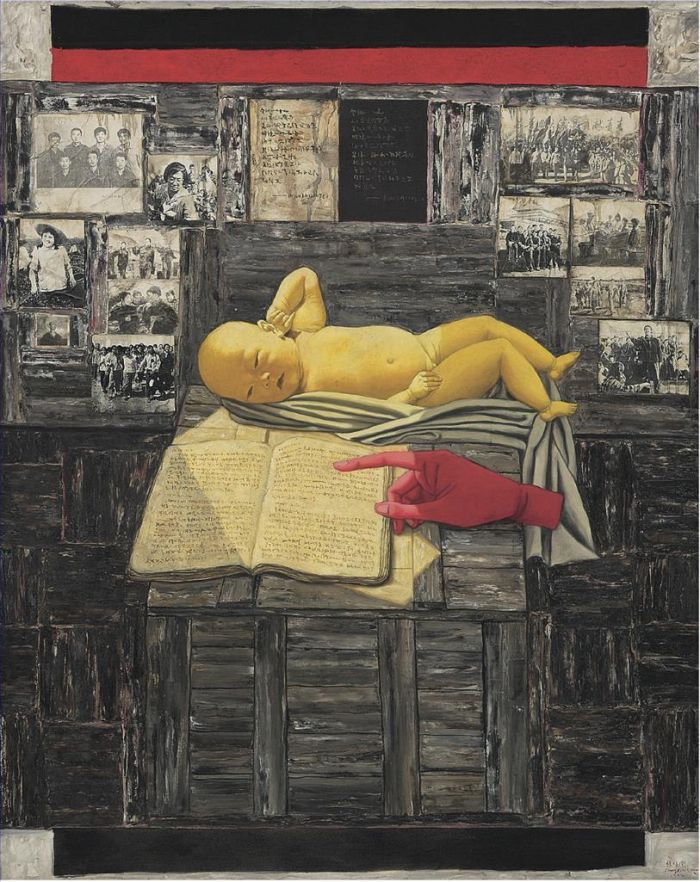 张晓刚 当代油画作品 -  《共和国诞生,1992》