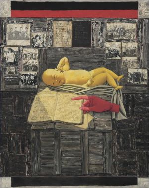张晓刚的当代艺术作品《共和国诞生,1992》