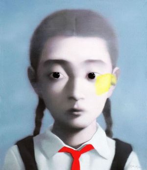 张晓刚的当代艺术作品《戴红领巾的女孩》