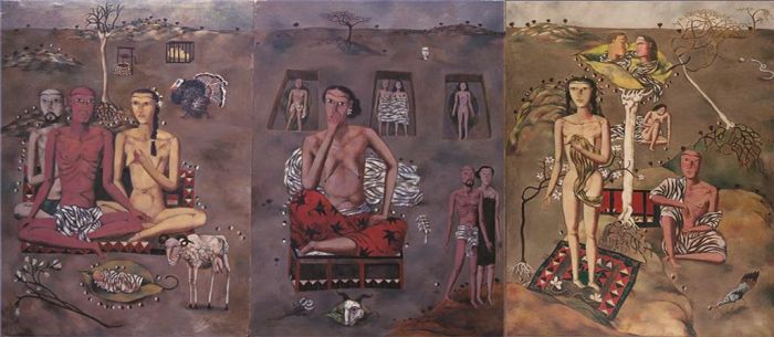 张晓刚 当代油画作品 -  《生息息之爱,1988》