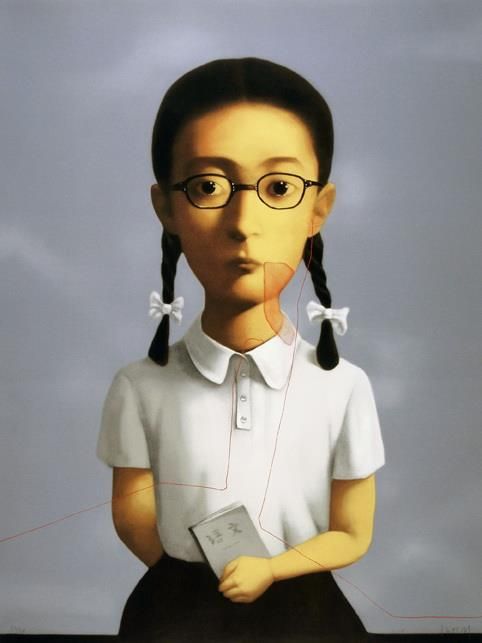 张晓刚 当代油画作品 -  《大家庭之女孩,2006》