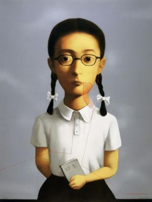 张晓刚的当代艺术作品《大家庭之女孩,2006》