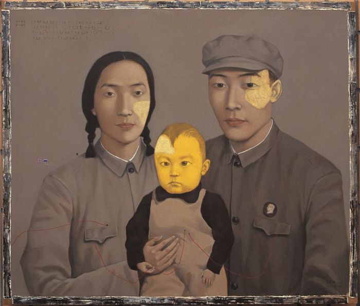 张晓刚 当代油画作品 -  《血缘·大家庭,1993》