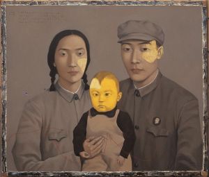 张晓刚的当代艺术作品《血缘·大家庭,1993》