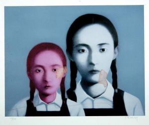 张晓刚的当代艺术作品《姐妹俩,2003》