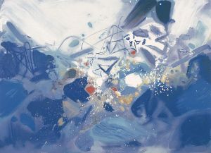 朱德群的当代艺术作品《蓝色旋转之二》