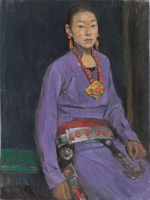 曹明的当代艺术作品《戴着珠宝的藏族女孩》