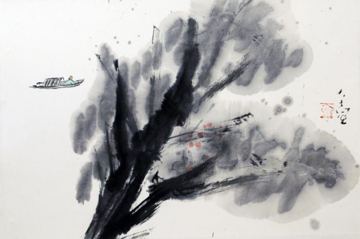 吴林田 当代书法国画作品 -  《归来的船》