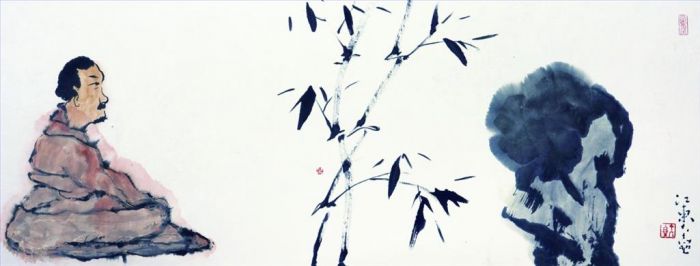 吴林田 当代书法国画作品 -  《向石中长出的竹子学习》