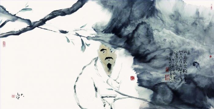 吴林田 当代书法国画作品 -  《远处看似光秃秃的山》