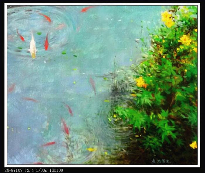丁龙发 当代各类绘画作品 -  《鱼池》