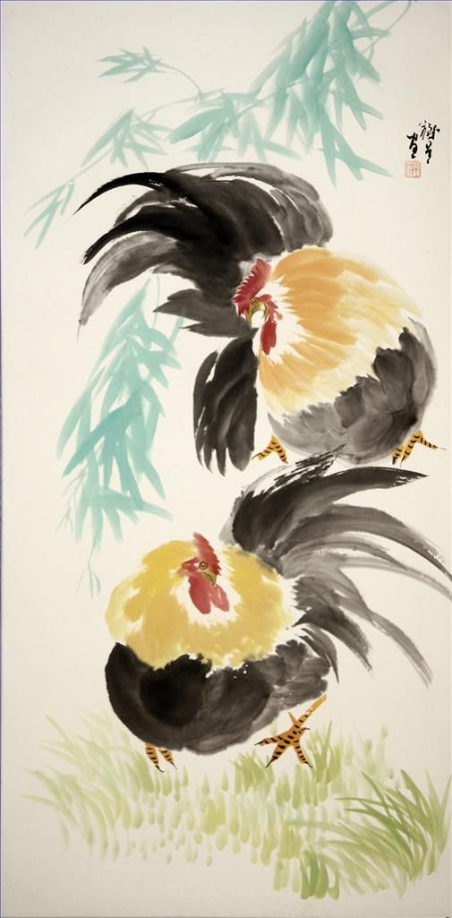 范铁星 当代书法国画作品 -  《公鸡》