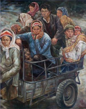 黄光辉的当代艺术作品《拖拉机上的人们》