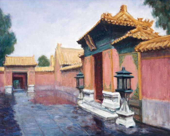 黄绍强 当代油画作品 -  《下雨后的故宫》