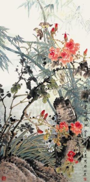 黄文丽的当代艺术作品《中国传统花鸟画》