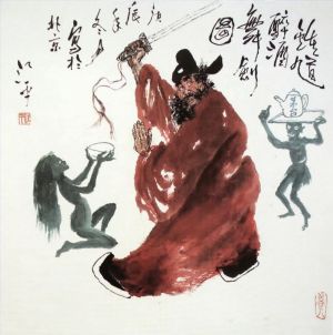 江平的当代艺术作品《钟馗醉后舞剑》