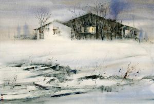 姜小松的当代艺术作品《暴风雪黄昏》