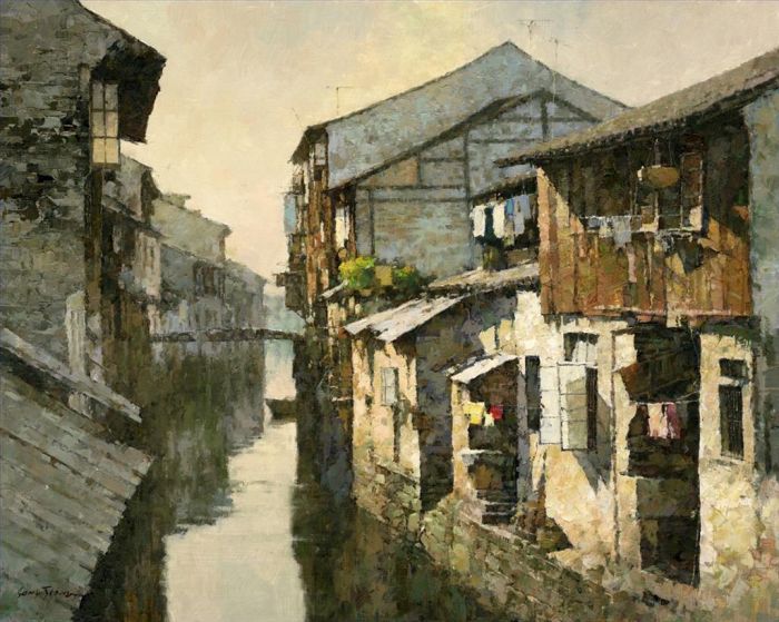 姜小松 当代油画作品 -  《水乡记忆》