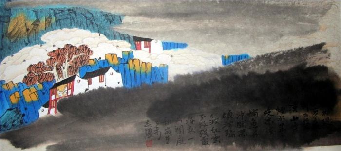 靳志强 当代书法国画作品 -  《风景3》