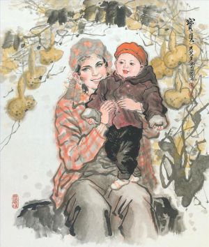 当代书法和国画 - 《妈妈和儿子》