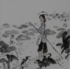李风杉的当代艺术作品《钓鱼世家的女孩》