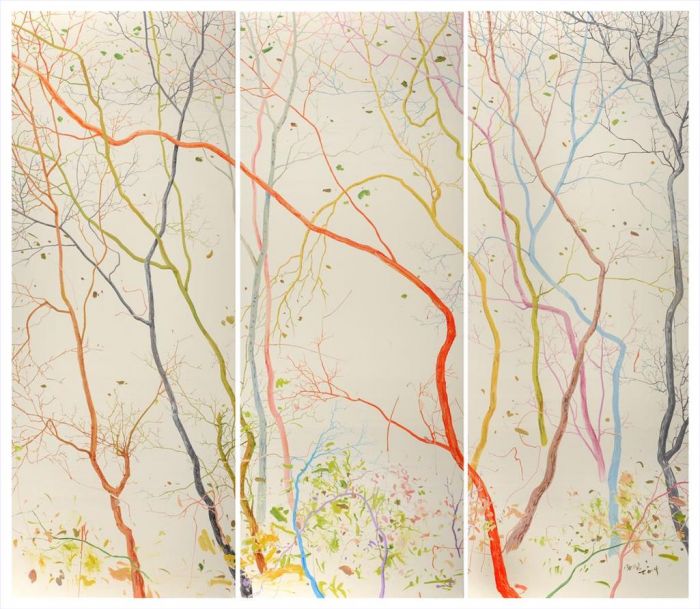 廉学洺 当代油画作品 -  《树枝彩色森林》