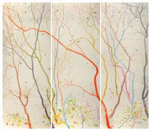 廉学洺的当代艺术作品《树枝彩色森林》