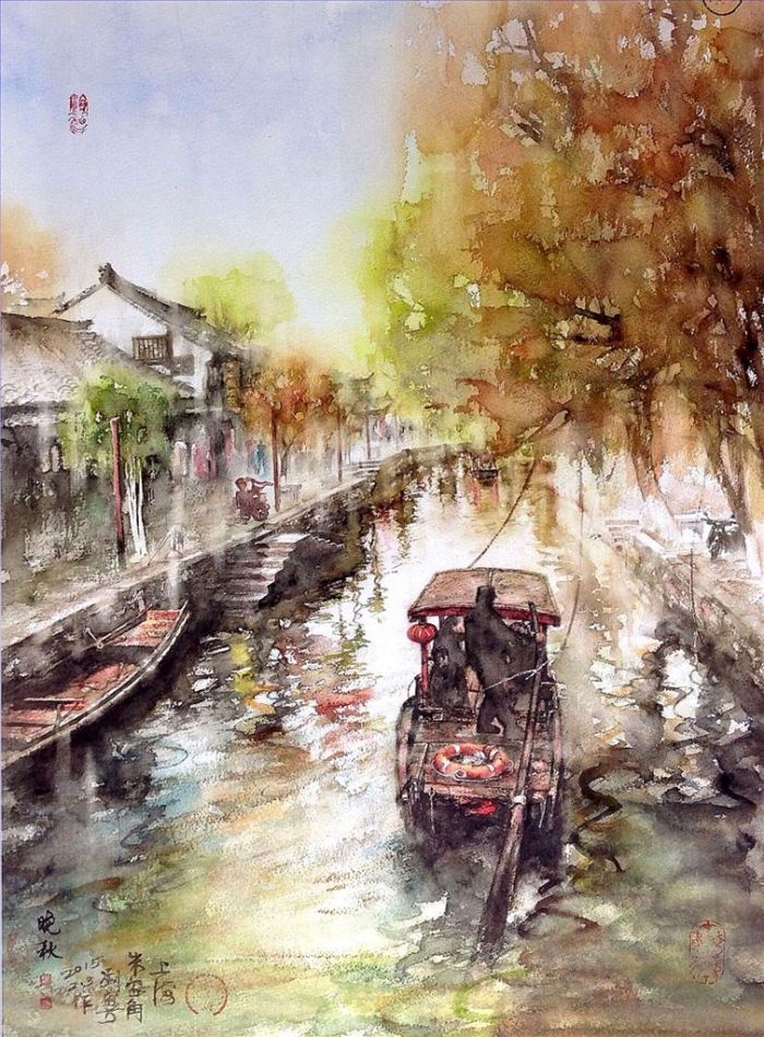 刘家方 当代各类绘画作品 -  《上海,深秋,朱家角》