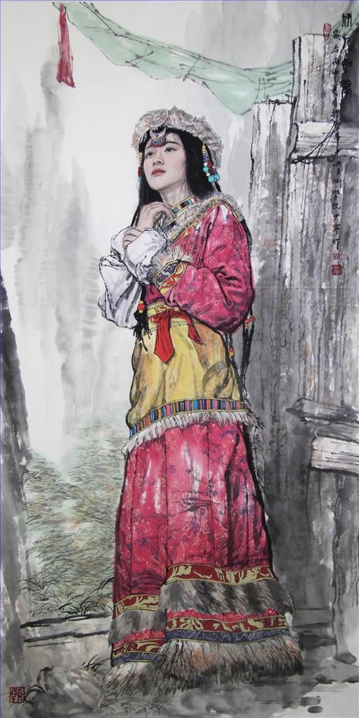 刘少宁 当代书法国画作品 -  《梦想的女孩》