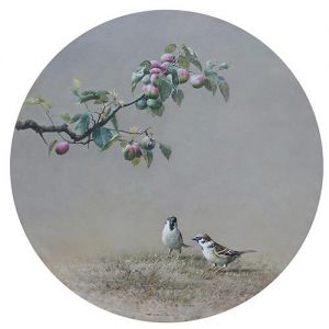 刘世江的当代艺术作品《红杏与麻雀》