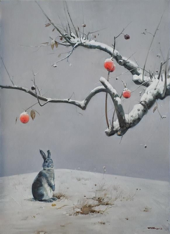 刘世江 当代油画作品 -  《剩下的红色和雪》