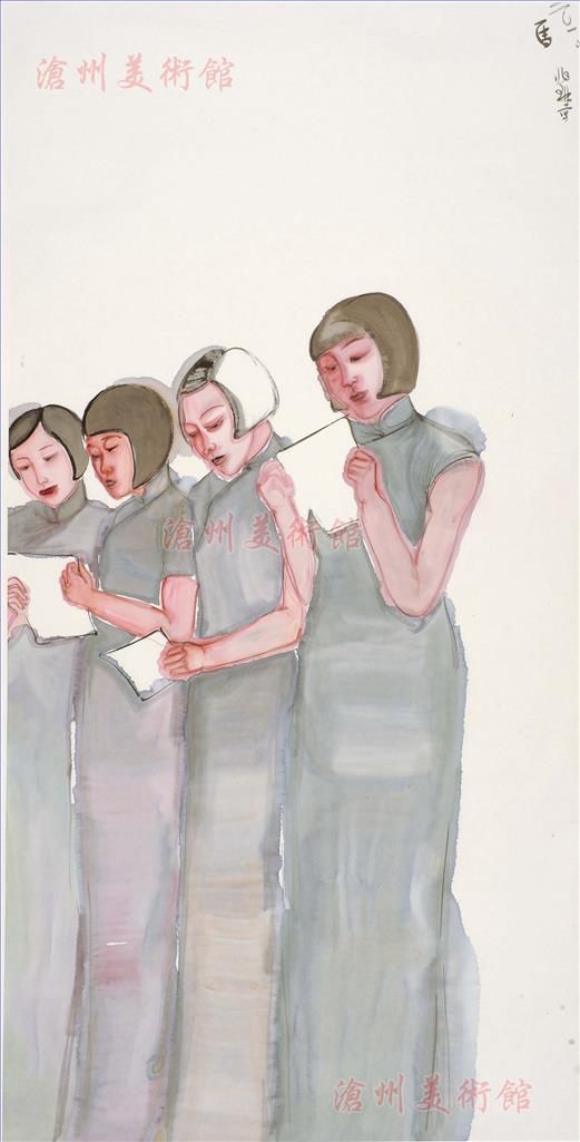 马兆琳 当代书法国画作品 -  《女孩们》