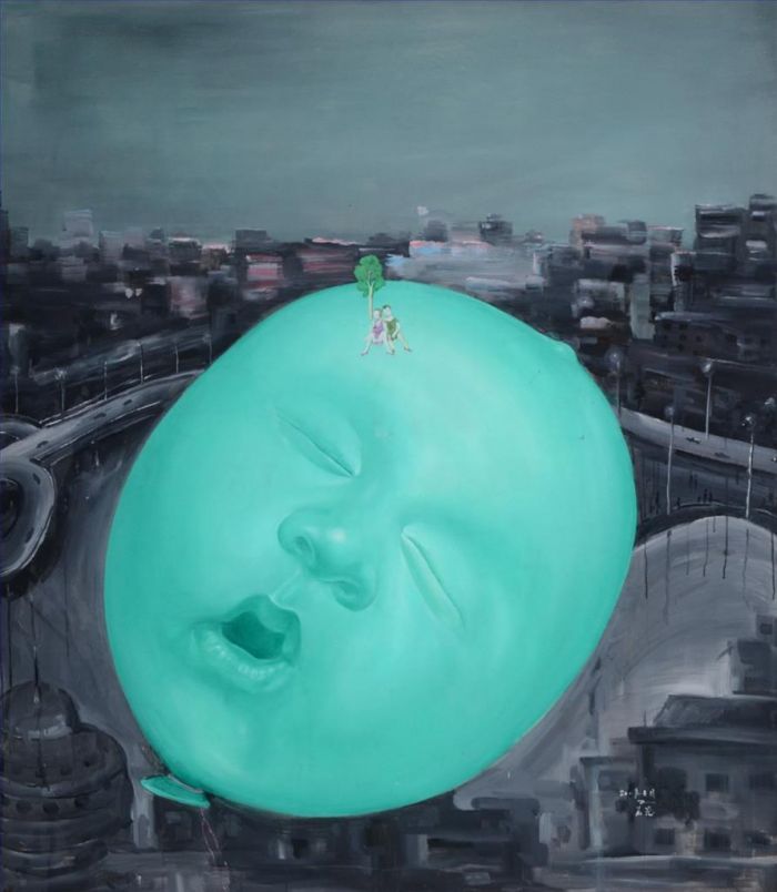 钱若愚 当代油画作品 -  《漂浮气球2》
