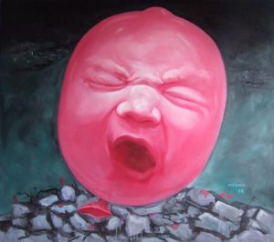 钱若愚的当代艺术作品《漂浮气球》