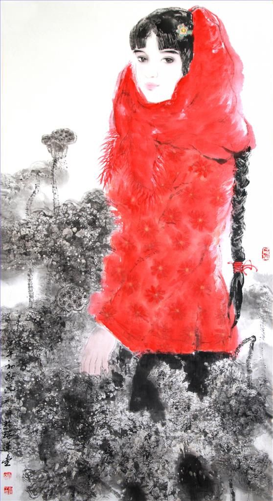 沈利萍 当代书法国画作品 -  《一个叫秋香的女孩》