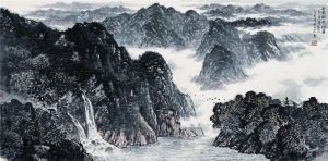 当代书法和国画 - 《井冈湖风景》